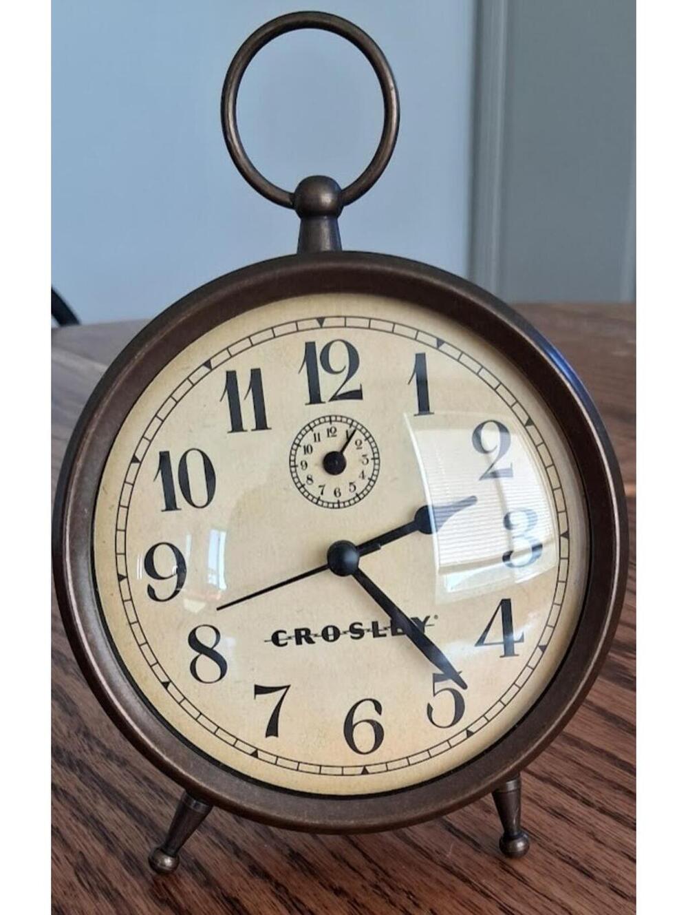 Crosley Vintage Metal Alarm Clock (Model 33301) classic pocket-watch style ring